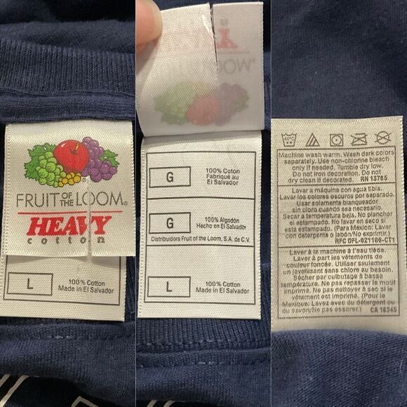 Fruit of the Loom Dark Blue New York Giants T-Shirt Large - Picture 4 of 5